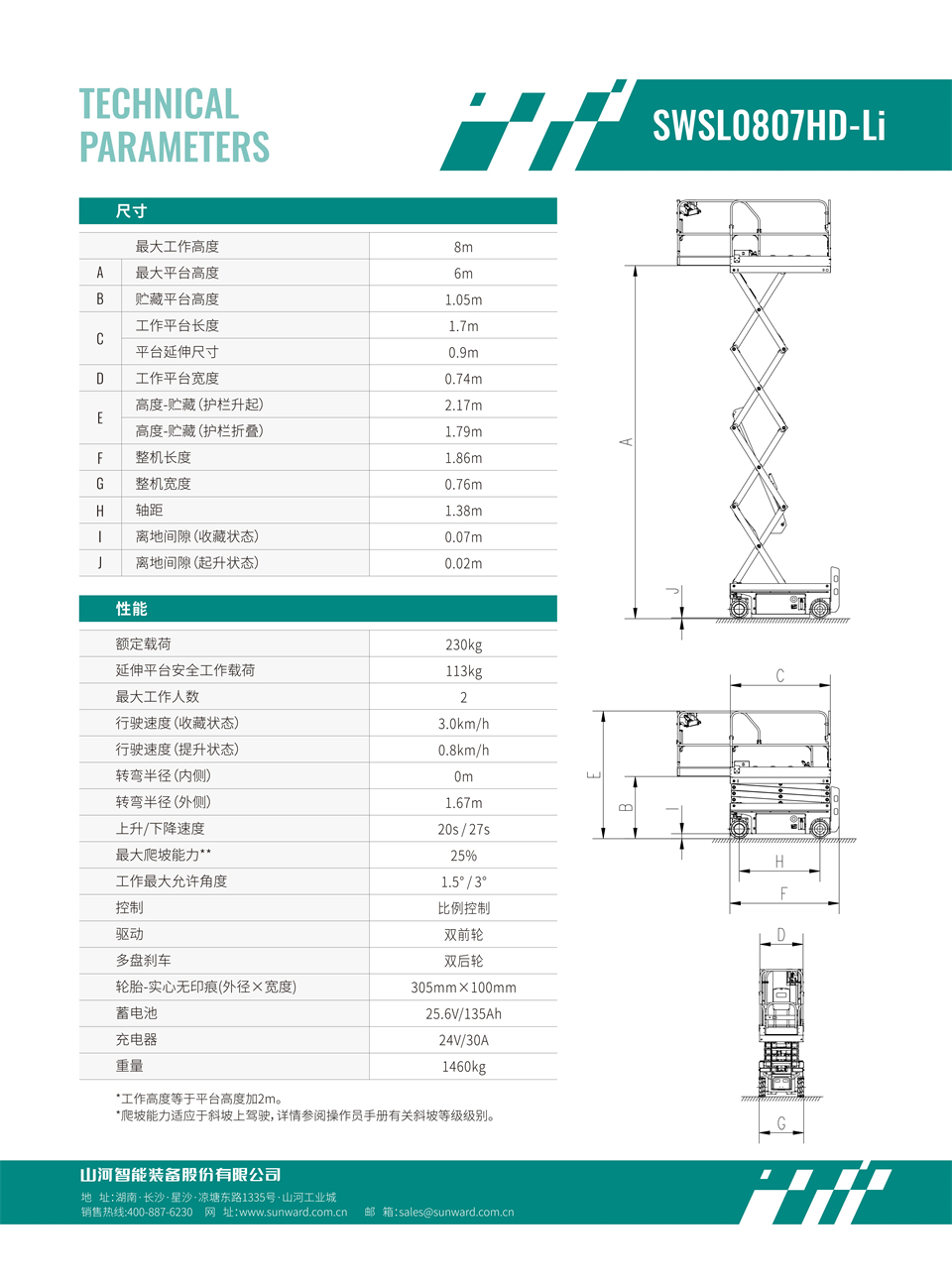 SWSL0807HD Li 電動電驅剪叉式高空作業平臺